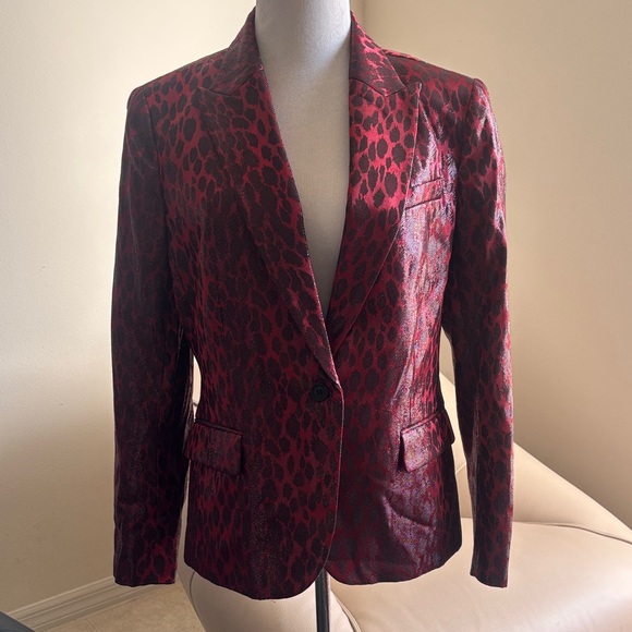 Anne Klein Jackets & Blazers - Anne Klein Animal Print Metallic Burgundy Blazer
( New )